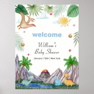 Rawr Vulkan Berg Dino Baby Shower Willkommen Poster