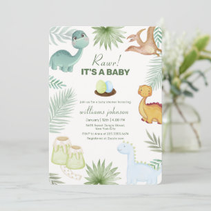 Rawr Vulkan Tropical Dinosaur Baby Shower Einladung