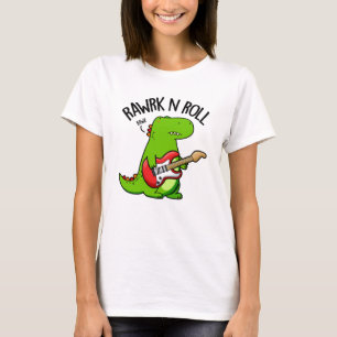 Rawrk and Roll Funny Rocker Dinosaur Pub T-Shirt