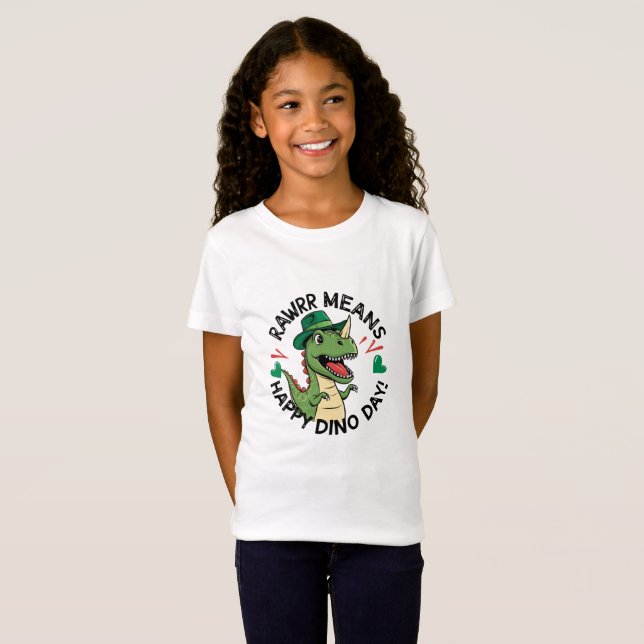 Rawrr bedeutet Happy Dino Day T-Shirt (Vorne ganz)