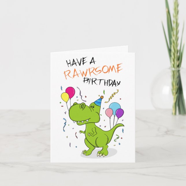Rawrsome Dinosaur Birthday Karte (Vorderseite)