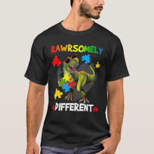 Rawrsomely Different Dinosaur Autism Awareness Puz T-Shirt