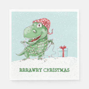 Rawry Christmas Albern Dinosaur Holiday Serviette