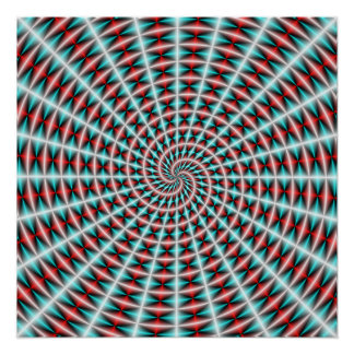 Ray and Spiral Weave in Blau und Rot Poster