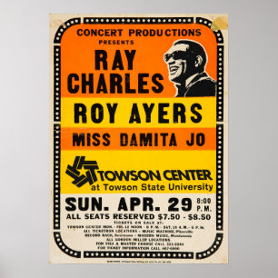 Ray Charles / Roy Ayers Vintage-Konzert Poster