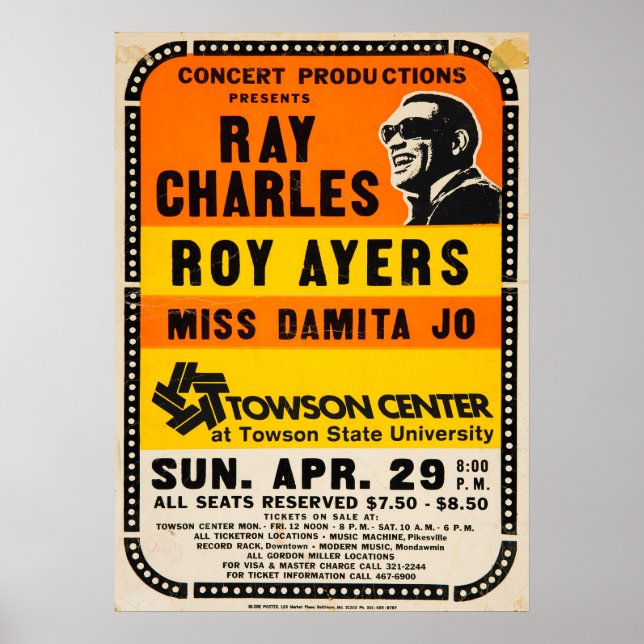 Ray Charles / Roy Ayers Vintage-Konzert Poster (Vorne)