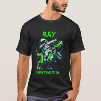 Ray Crushin' It Since Day One Astronaut Dinosaur C T-Shirt