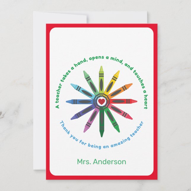 Ray of Crayons / Lehrerin Wertschätzung Danke Ca (Vorderseite)