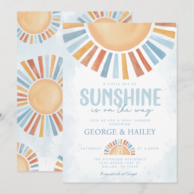 Ray of Sunshine Baby Shower Einladung (Vorne/Hinten)