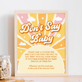 Ray of Sunshine Baby Shower nicht Say Baby Game Poster