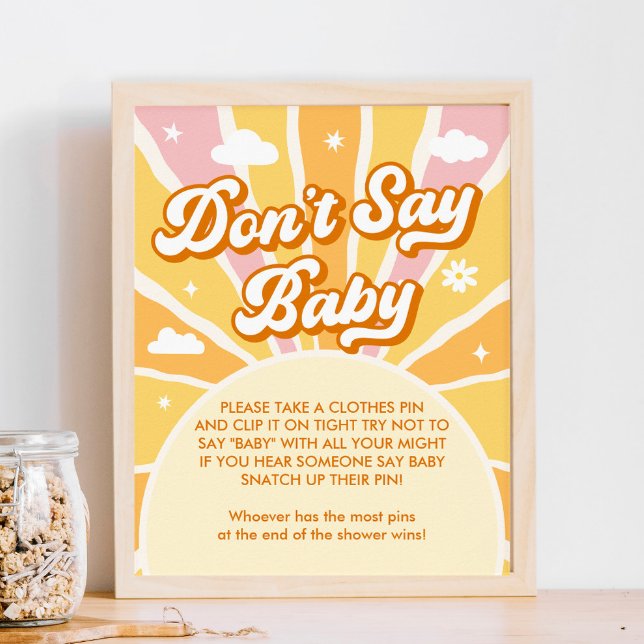 Ray of Sunshine Baby Shower nicht Say Baby Game Poster (Von Creator hochgeladen)