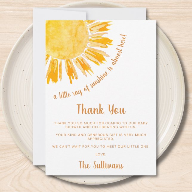 Ray of Sunshine Boho Baby Shower Dankeskarte (Von Creator hochgeladen)