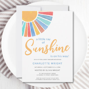 Ray of Sunshine Boy's Baby Shower Einladung