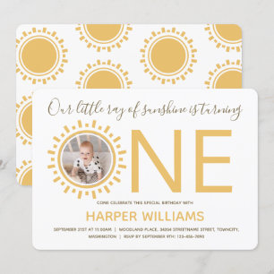 Ray of Sunshine Foto Baby Erstgeburt Einladung