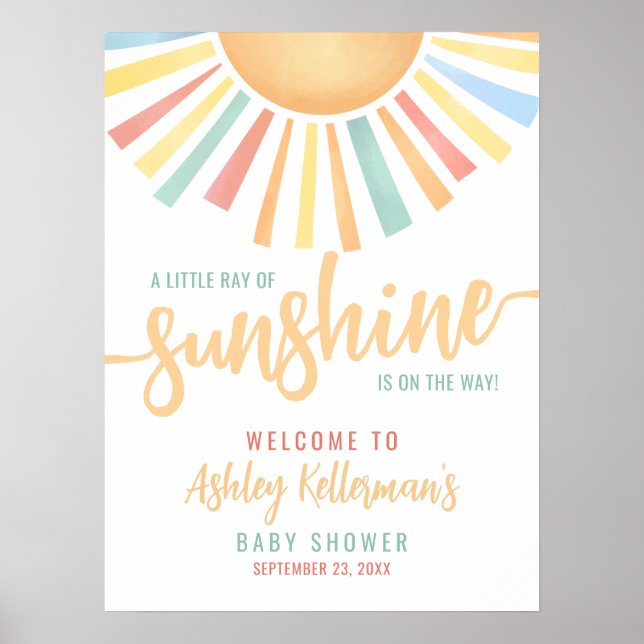 Ray Of Sunshine Sun Baby Shower Welcome Sign Poster (Vorne)