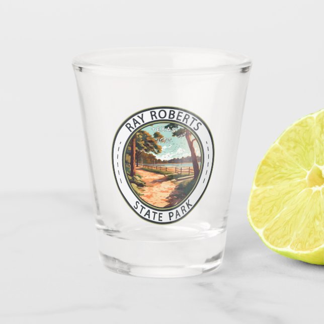 Ray Roberts Staat Park Texas Abzeichen Schnapsglas (Vorderseite)