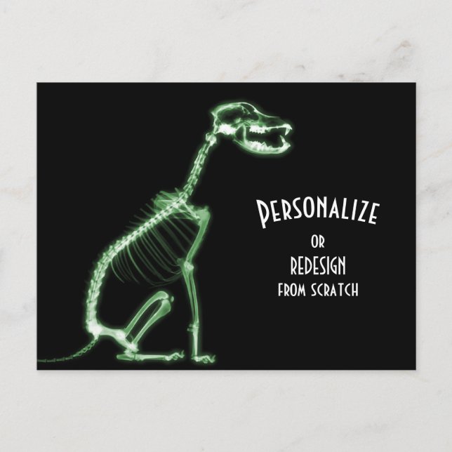 Ray Skeleton Dog - Green Postkarte (Vorderseite)