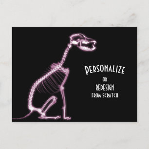 Ray Skeleton Dog - Rosa Postkarte