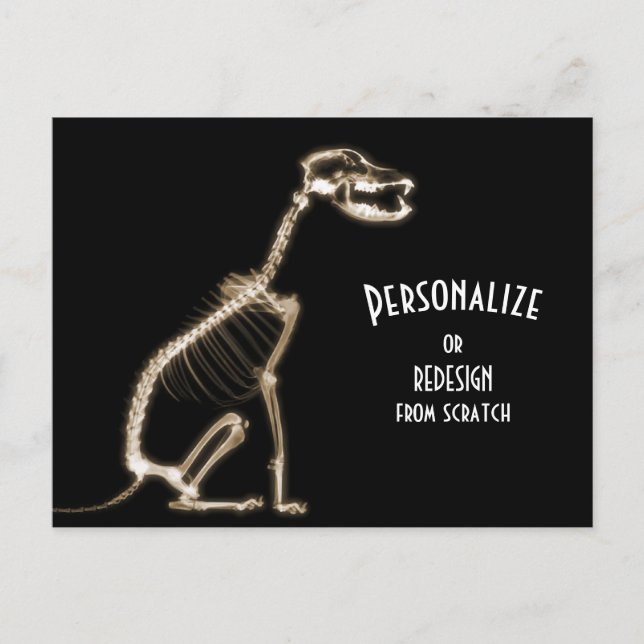 Ray Skeleton Dog - Sepia Postkarte (Vorderseite)