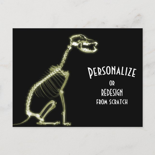 Ray Skeleton Hund - Gelb Postkarte (Vorderseite)