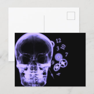 Ray-Skull- und Uhrenteile - Lila Postkarte