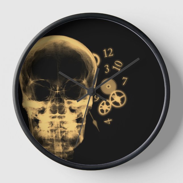 Ray-Skull- und Uhrenteile - Orange Uhr (Vorderseite)