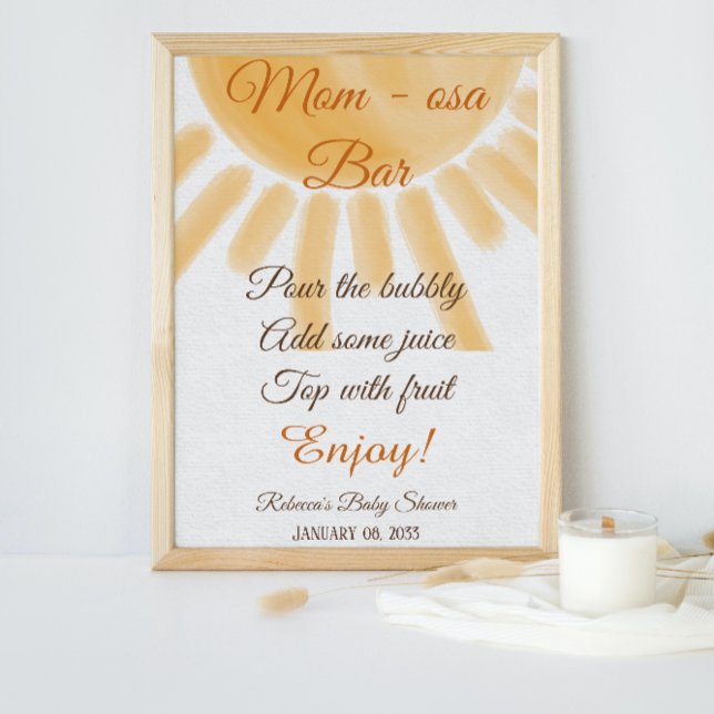 Ray Sun Theme Sunshine Baby Shower Mama osa Bar Poster (Von Creator hochgeladen)