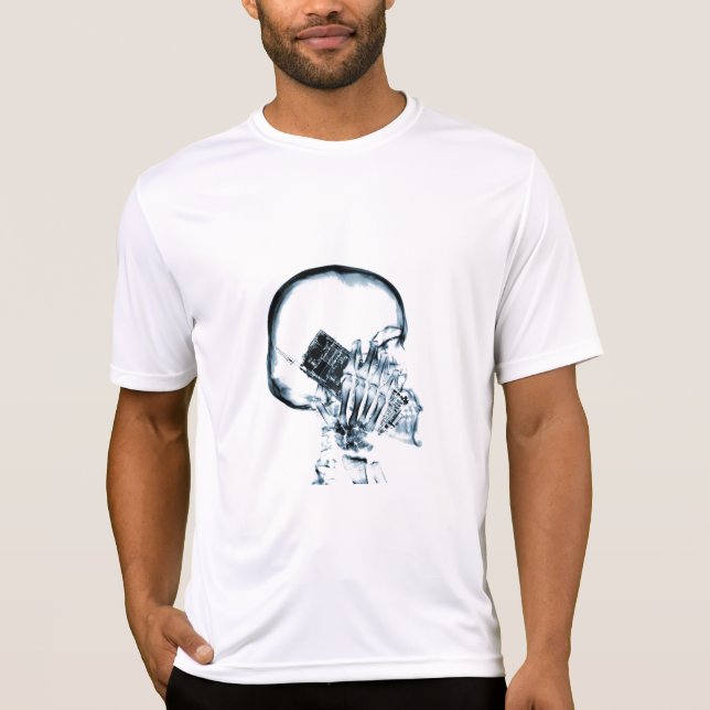 RAY VISION SKELETON SKULL ON PHONE - BLAU T-Shirt (Vorderseite)