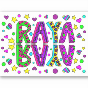 Raya, der Name Raya Hand gezeichnet Whimsical Styl Aufkleber