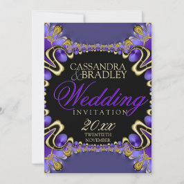 Rayalina: Einladungen zu Lila Schwarzen-Gold-Hochz