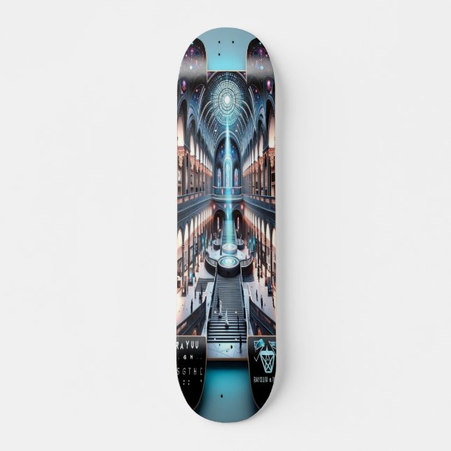 "Raygun Gothic Futuristic Art Museum Deck" Skateboard (Vorne)