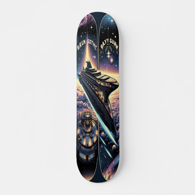 "Raygun Gothic Space Cruise Ship Deck" Skateboard (Vorne)