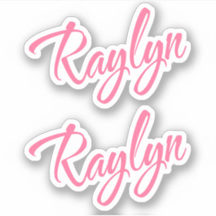 Raylyn name rosa kursive Beschriftung x2 Aufkleber