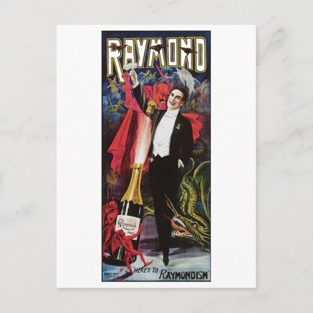 Raymond The Great ~ Magician Vintag Magic Act Postkarte (Vorderseite)