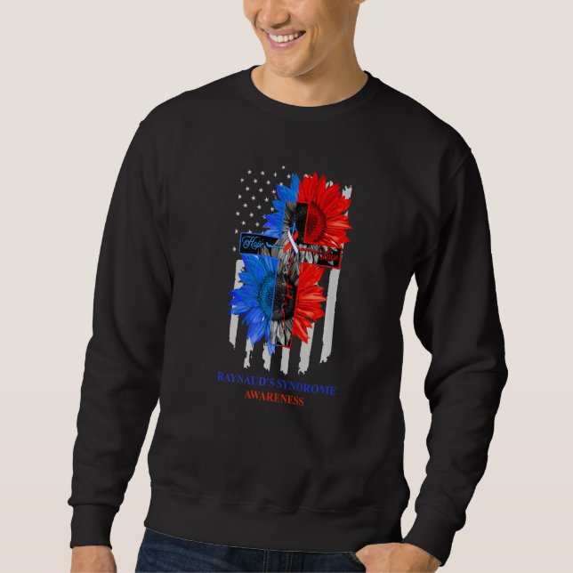 Raynauds Syndrome Red Blue Sunflower Faith Hope Lo Sweatshirt (Vorderseite)