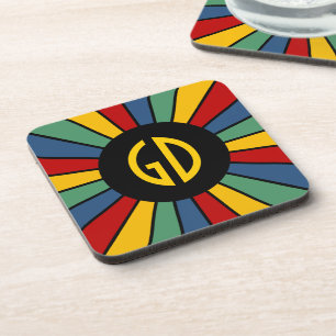 RAYS BUTTON I + your Photo, Text, Monogram Untersetzer