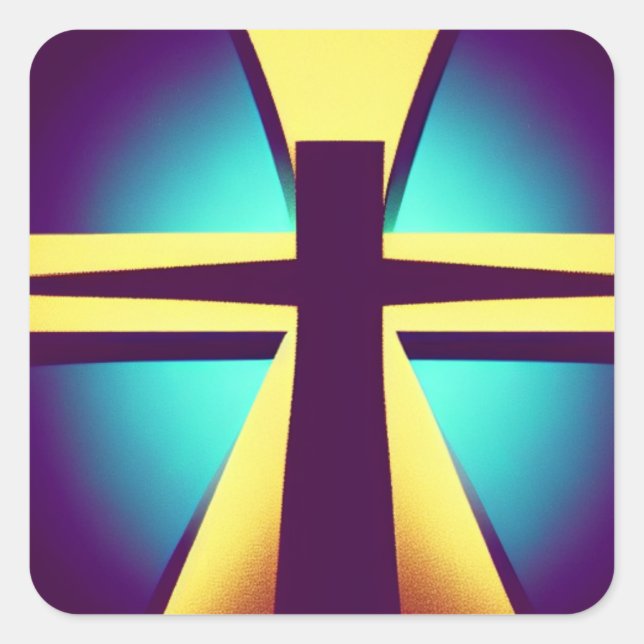 Rays Cross Quadratischer Aufkleber (Vorderseite)