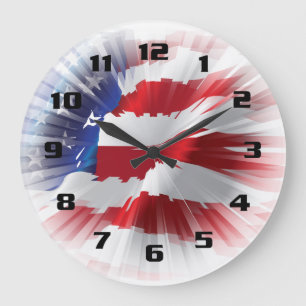 Rays of Light American Flag Patriotic Große Wanduhr
