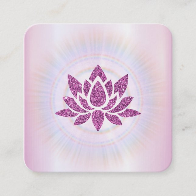 *~* Rays Reiki Energy Healing Lotus MAGENTA Quadratische Visitenkarte (Vorderseite)