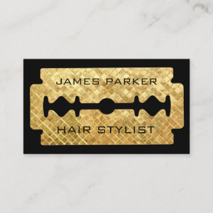 Razor Blade Gold Imitate Barber Hair Stylist Visitenkarte