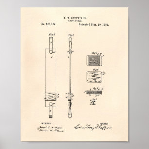 Razor Strop 1893 Patent Art Old Peper Poster
