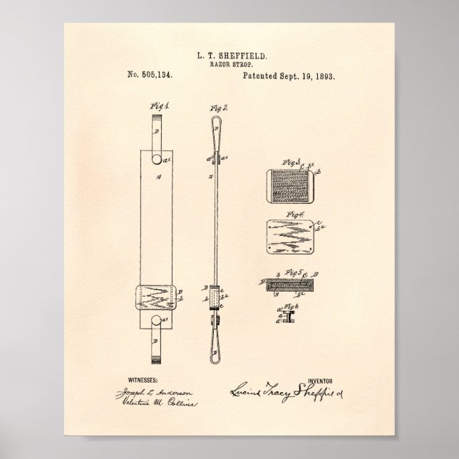 Razor Strop 1893 Patent Art Old Peper Poster (Vorne)