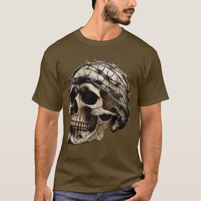 Razor Wire Wrapped Skull T-Shirt (Vorderseite)
