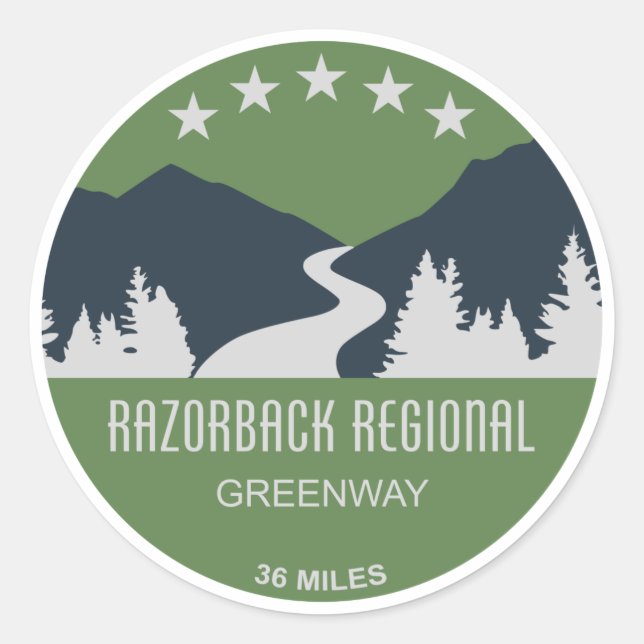 Razorback Regional Greenway Runder Aufkleber (Vorderseite)