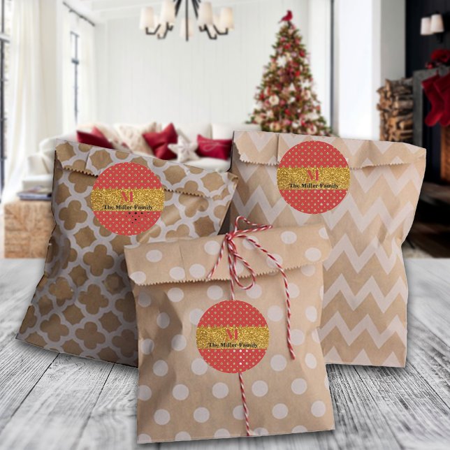 Razzle Dazzle Weihnachts-Glitzer Polka Dots Custom Runder Aufkleber (Von Creator hochgeladen)