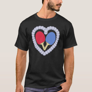 RB Klingeln Pong Paddel-Herz T-Shirt
