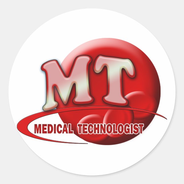 RBC MT LABORATORY SWOOSH LOGO - MEDIZINTECHNIK RUNDER AUFKLEBER (Vorderseite)