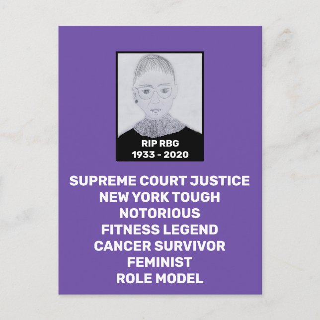RBG RIP Ruth Bader Ginsburg Tribute Postkarte (Vorderseite)