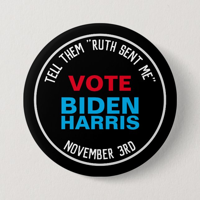 RBG Ruth SENT Me BIDEN HARRIS 2020 Button (Vorderseite)