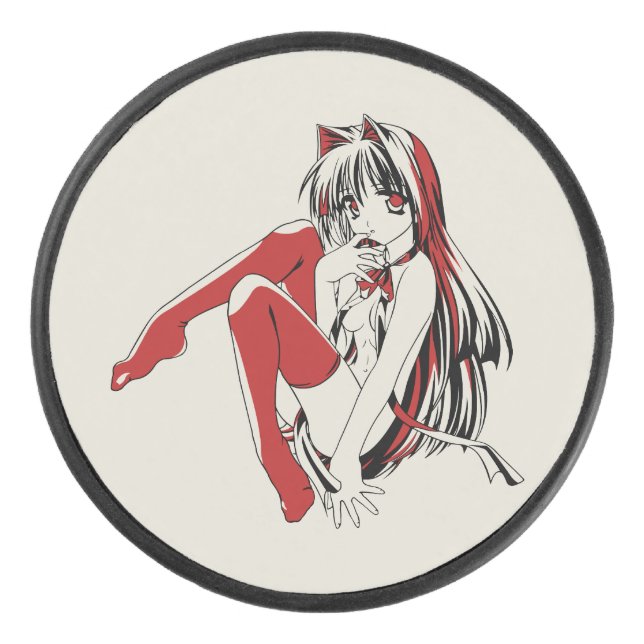 RBP, Neko, der Sexy Anime Cat Girl Furry Eishockey Puck (Vorderseite)